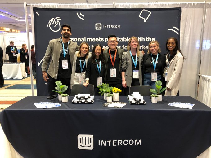 The Intercom team at an industry trade show