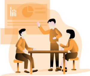 Illustration of a digital marketing team meeting
