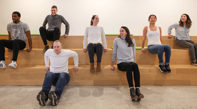 A team yoga class in the Teachers Pay Teachers office to support health & wellness